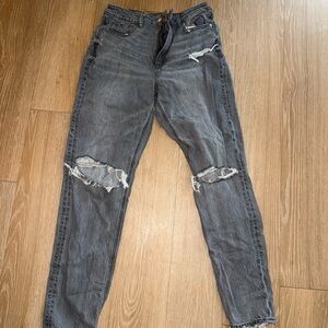 American Eagle Outfitters Gray mom Distressed Jeans